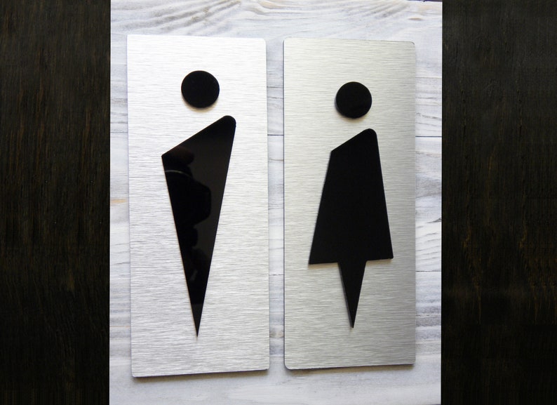 Restroom Elegant Door Signs. Men Woman Contemporary Doors - Etsy