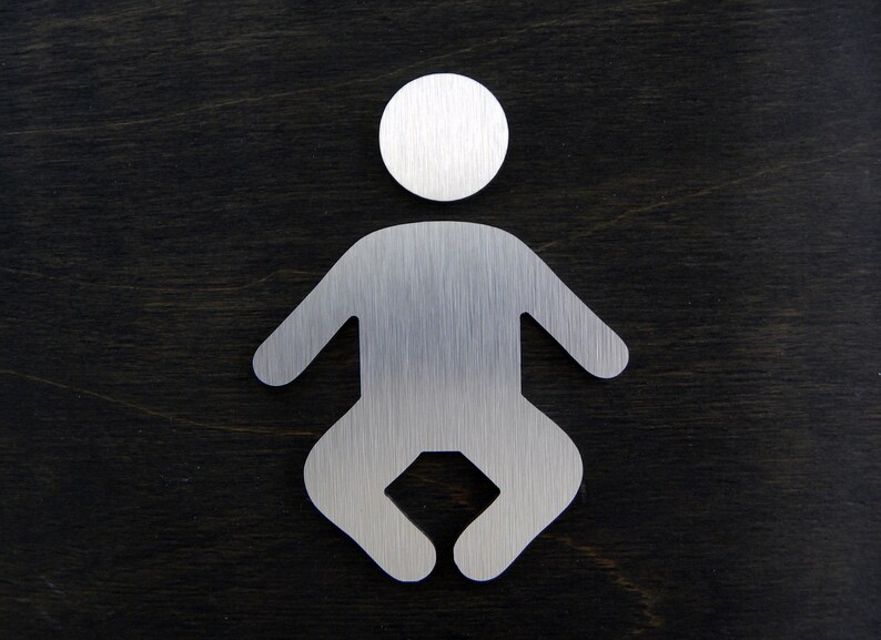 Baby Figure Door Sign . Babies Black Symbol Plate. Modern Diaper Change ...