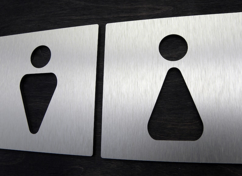 Restrooms Modern Door Sign. Stainless Restroom Man & Woman Signs ...