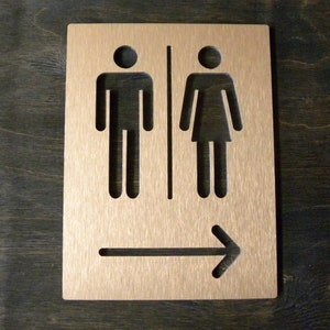 Restroom Arrow Door Sign - Commercial Directional Plaque  Directions Signs For Restrooms - Modern Toilet Arrows Doors Plate -Way Finding WC