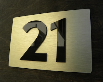 Cartello porta appartamento. Cartelli in oro inossidabile per porte. Numeri di targa personalizzati. Hotel, segnaletica per edifici in personalizzato. Targa porta Targa numero Apt