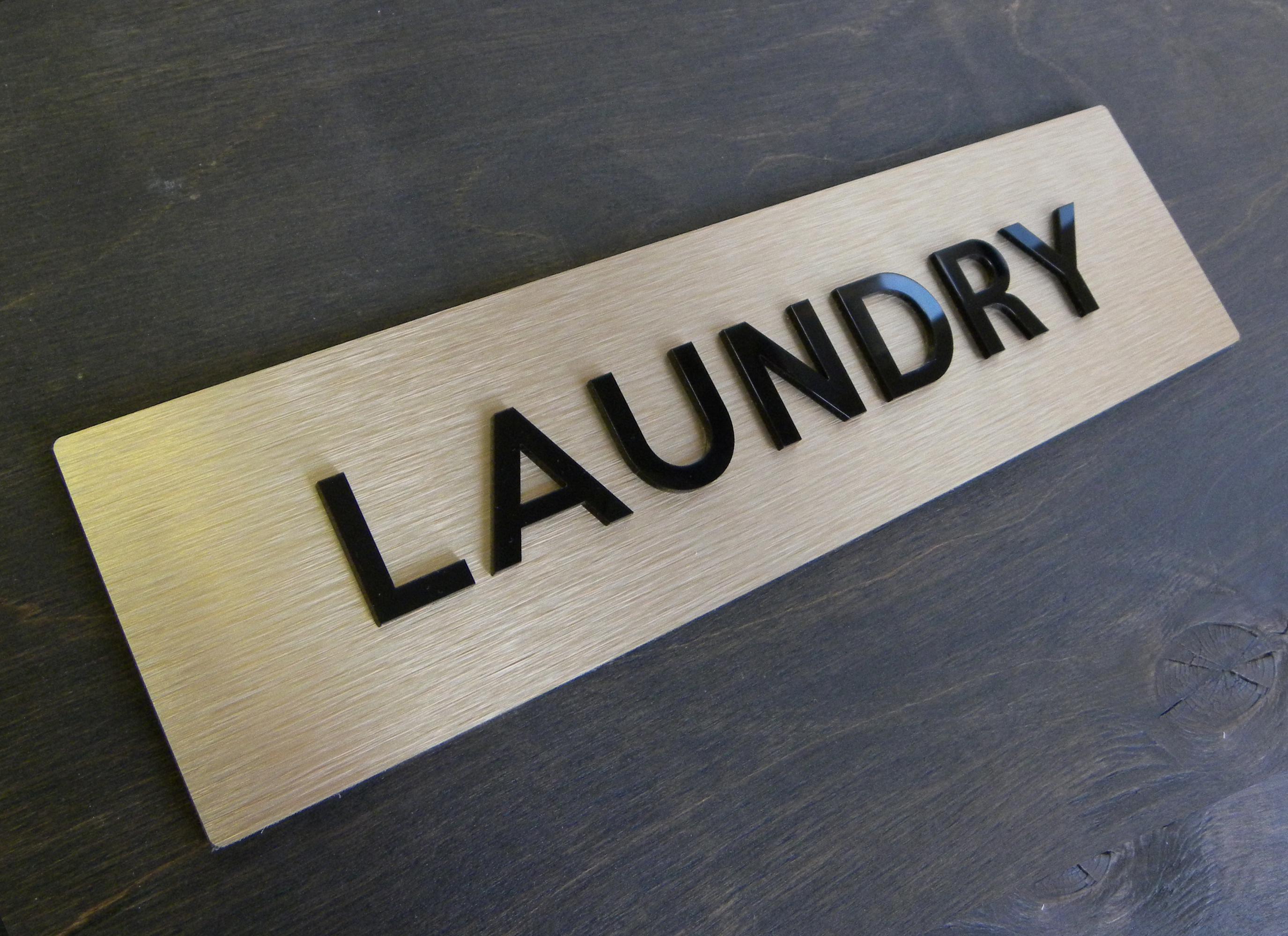 LAUNDRY Room - Modernes Firmenschild - Individuelle Beschilderung für Waschküche - Putzraum Bronze Platte - Mitarbeiter Richtungsschilder