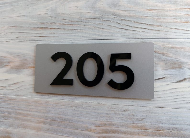 Hotel Style Door Number Sign . Modern Brushed Metal Apartment Plaque ...