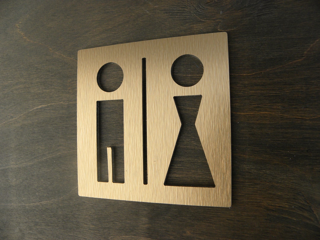 Bathroom Door Signs. Contemporary Brass Bathrooms Sign.plaques for