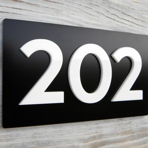 Apartment Door Plaque | Black Plates for Doors | Building Plate Numbers | Custom Adhesive Wall Plaques | Front Signs Number Signs
