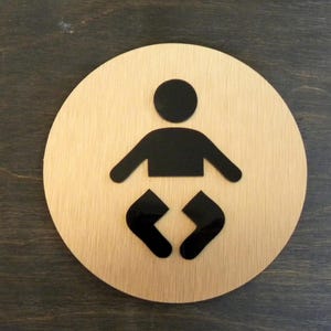 Baby Door Sign - Modern Changing Station Plate - Custom Signage Lactation Room -  Bronze Mother Toilet Plaque