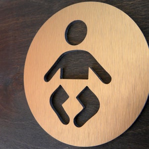Signs for Babies . Black Round Door Sign. Modern Diaper Changing ...