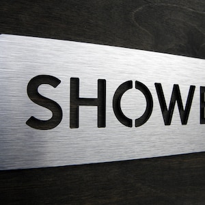 Placas para puertas de ducha. Placas para baños. Placas adhesivas para puertas de baño. Decoración de acero inoxidable para baños. Decoración de baños. Letreros para duchas.