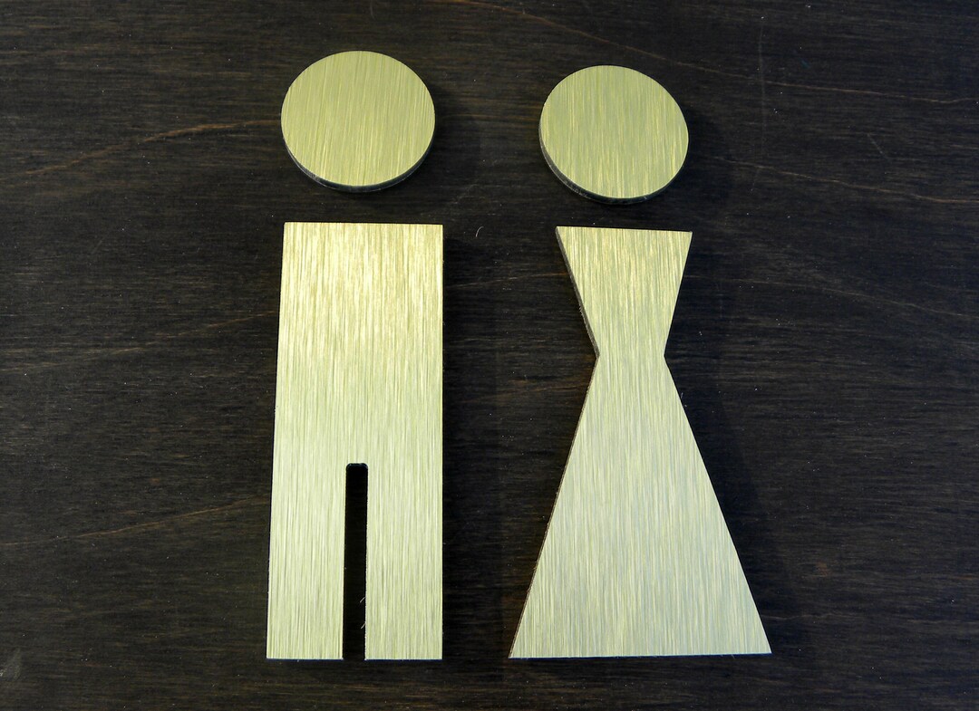 Restrooms Man Woman Gold Figures Door Sign | Restroom Signs for Doors ...