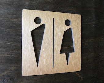 Cartello per porta del bagno / Cartello per bagni in rame e scelta colore uomo e donna per bagni / Cartelli per bagni / Targhe per WC
