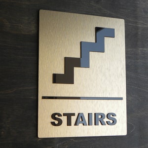 Stairs Step Hotel and Apartment Sign. Stairway Wall Custom Signs. Commercial Plates. Information Labels for Business. Steps Exit Caution Way