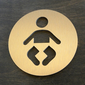 Children Door Sign . Bronze Plate for Babies. Modern Diaper Changing Mothers Plaques . Nursing Change Baby Station . Bathroom Toilet Plates.