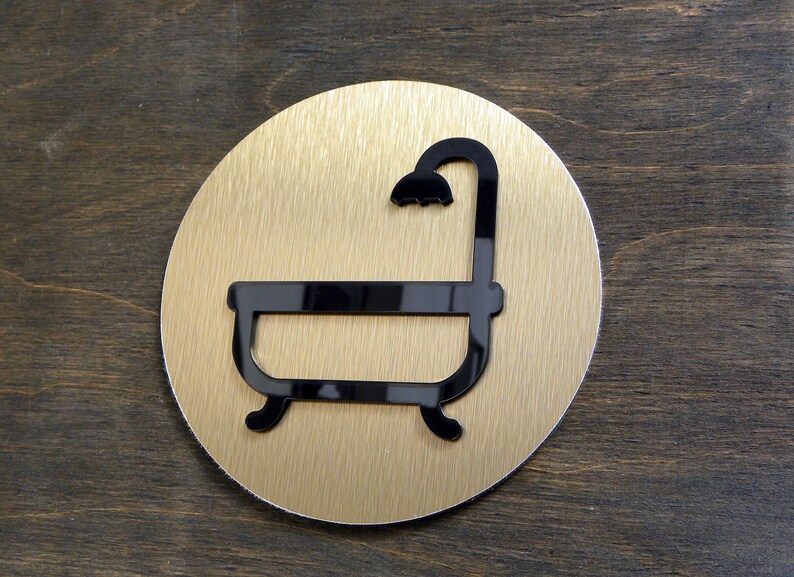 Shower Room Door Sign. Brass Bathroom Adhesive Doors Plaques. Etsy