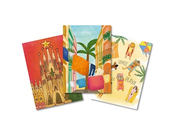Package Deal: Set of 3 Barcelona postcards - Pick your favorites! | Art Illustration Collection Print Paper A6 Spain Gaudi Postal Hand-drawn