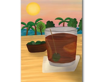 Vermut - Barcelona - Art Illustration Collection Print Paper Postcard A6 Spain Local Drink Aperitivo Vermouth Wine Artisanal Beverage Summer