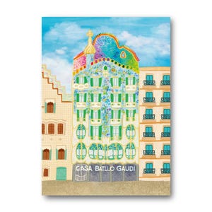Casa Batlló - Barcelona - Art Illustration Collection Print Paper Postcard A6 Spain Gaudi Passeig de Gracia Eixample Art Nouveau