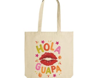 Tote bag Hola Guapa - Art Illustration Collection Canvas Summer Holiday Vacation Spain Gaudi Beach Daily Essentials Oversized Large
