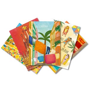 Pacchetto Offerta: Set di 5 cartoline di Barcellona. Scegli le tue preferite! | Collezione di illustrazioni artistiche Carta da stampa A6 Spagna Gaudi Postalona Postal