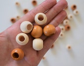 Wooden round beads, macrame large hole beads, DIY supplies, big hole wooden round beads, craft wooden balls, unfinished wooden balls deco
