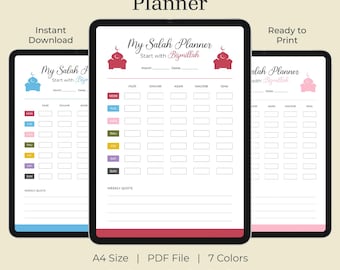 Salah tracker printable, Muslim weekly prayer tracker, Weekly prayer tracker, Islamic planner printable | Instant Download | PDF