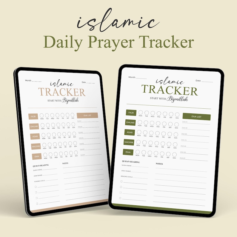 Islamic Daily Prayer Tracker | Quran and Dua Planner | Salah Log ...