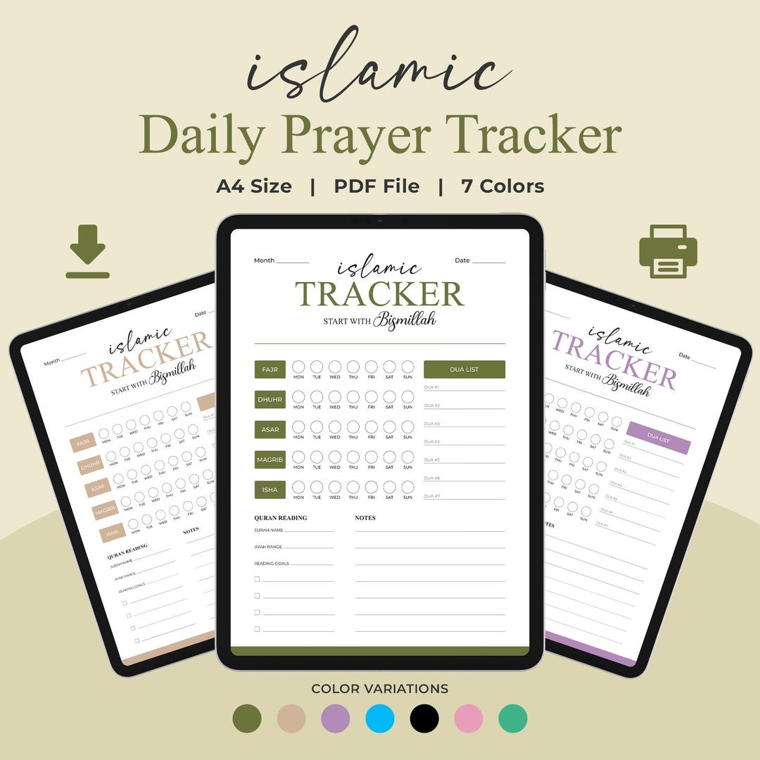 Islamic Daily Prayer Tracker | Quran and Dua Planner | Salah Log ...