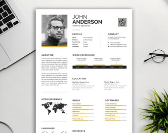 Modèle de CV moderne - CV professionnel avec lettre de motivation (A4, Word, PSD)