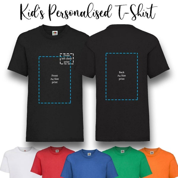 Custom Kids T-shirt Printed Personalised Printed Tshirt | Children School Tshirt Kids Logo image T-shirt Gift for Kids