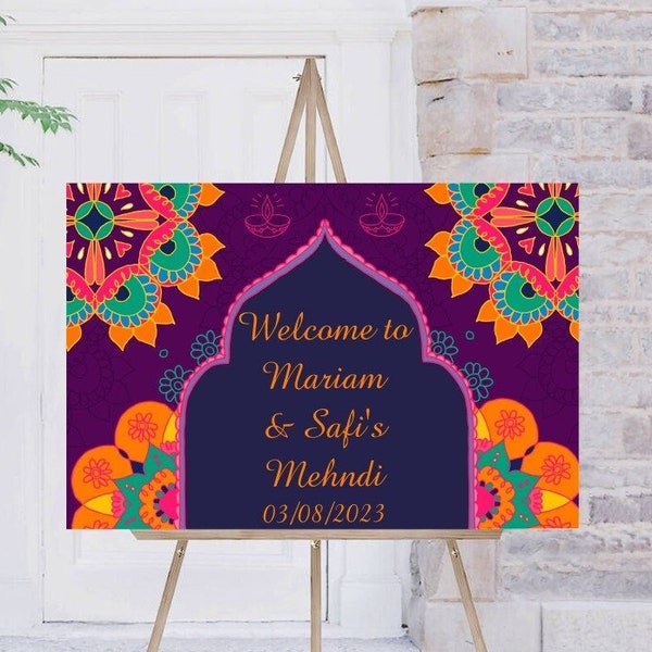 Welcome Sign for Mehndi,Dholki, Maiyaan, Haldi, Shaadi, Baraat, Walima , NikkahCustomised Asian Wedding Board