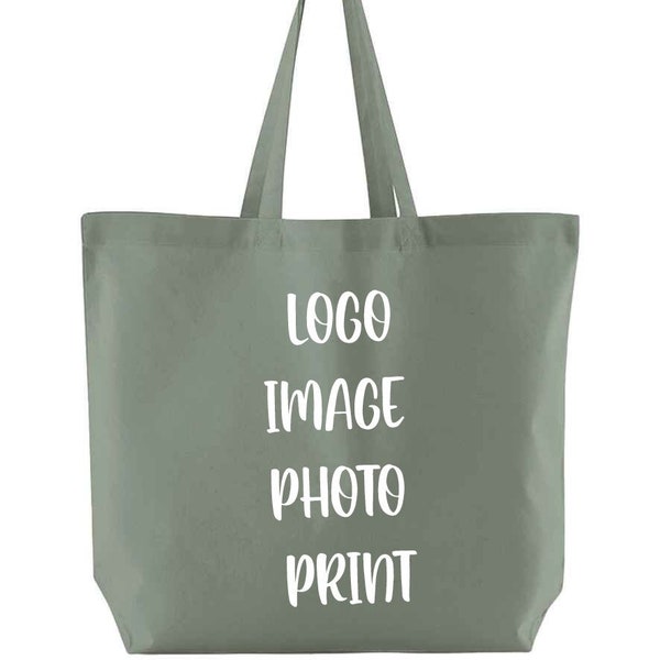 Personalised Organic Cotton Maxi Bag for life, Grocery bag, fabric shopper bag, Name, Text, Logo , Photo Print, Customised bag, carryall,