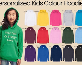 Colour Kids Personalised Hoodie Cosy Custom  - Your Logo or Text - Gift - Branding - Business - Hoody - Christmas Jumper - Birthday Present