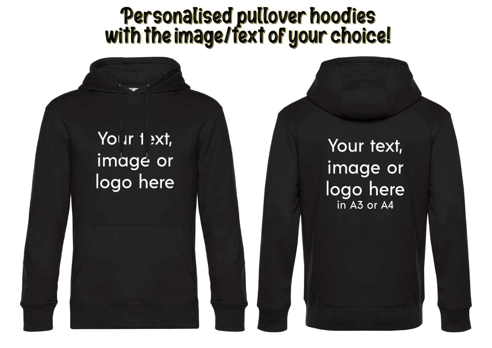 Custom Adult Black Hoodie Your Logo or Text Gift Idea - Etsy UK