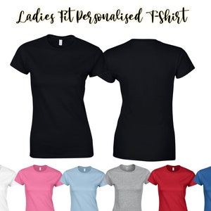 Ladies Personalised Custom Print TShirt | Logo & Text | TShirts For Stags, Hens, Parties, Bridal Showers, Events, Weddings, Baby Showers