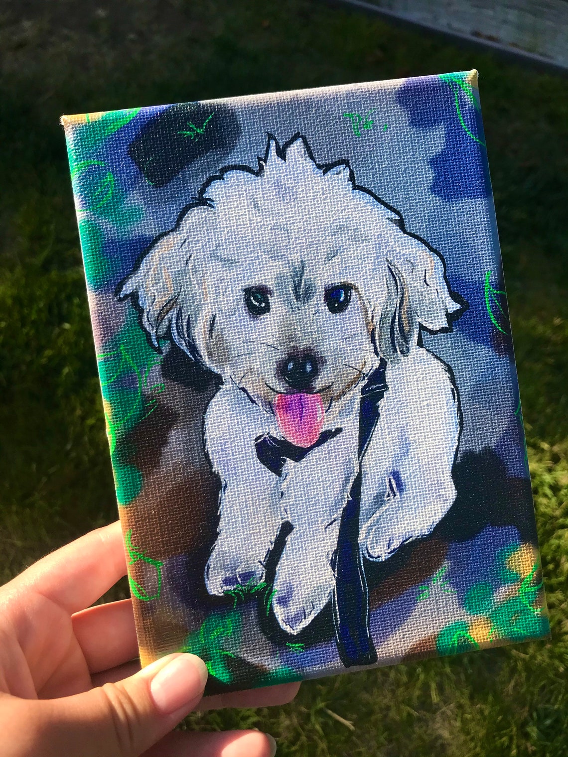 Custom Hand Drawn Canvas Pet Prints with background Etsy