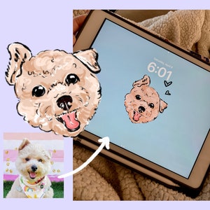 Digital CUSTOM Hand Drawn Wallpaper Art of Your Pet (Digital Download)