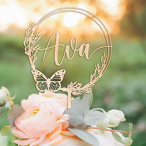 Butterfly Cake Topper Butterfly Themed Party Decor Wooden Etsy