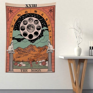 Tarot Tapestry the Moon Tarot Card Tapestry Medieval Europe - Etsy