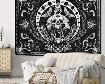 Sugar Skull Skeleton Tapestry Wall Hanging for Living Room Bedroom Dorm Decor