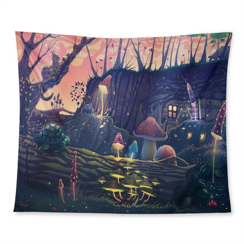 Castle Mushroom Tapestry Colorful Rose Flower Tapestry Fantasy Fairy Tale Tapestries Art Decor Wall Hanging for Kids Girls bedroom aesthetic Castle Mushroom Tapestry Colorful Rose Flower Tapestry Fantasy Fairy Tale Tapestries Art Decor Wall Hanging for Kids Girls bedroom aesthetic