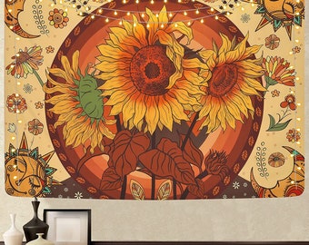 Sunflower Pattern Tapestry Wall Hanging for Living Room Bedroom Dorm Home Decor Sunflower Pattern Tapestry Wall Hanging for Living Room Bedroom Dorm Home Decor