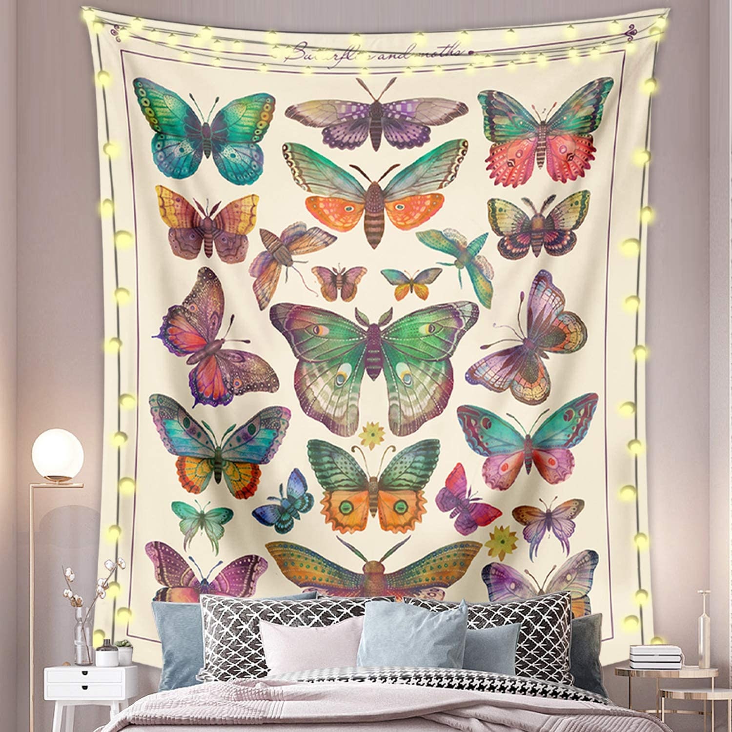 Butterfly Tapestry Beige Vertical Tapestries Aesthetic | Etsy