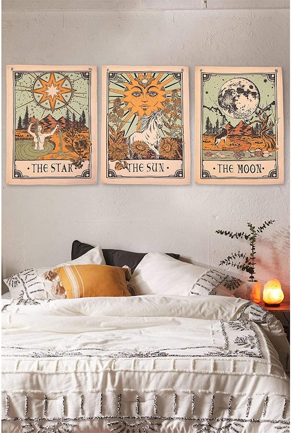 3 Pack Tarot Tapestry Sun Moon and Star Tarot Card Tapestry | Etsy