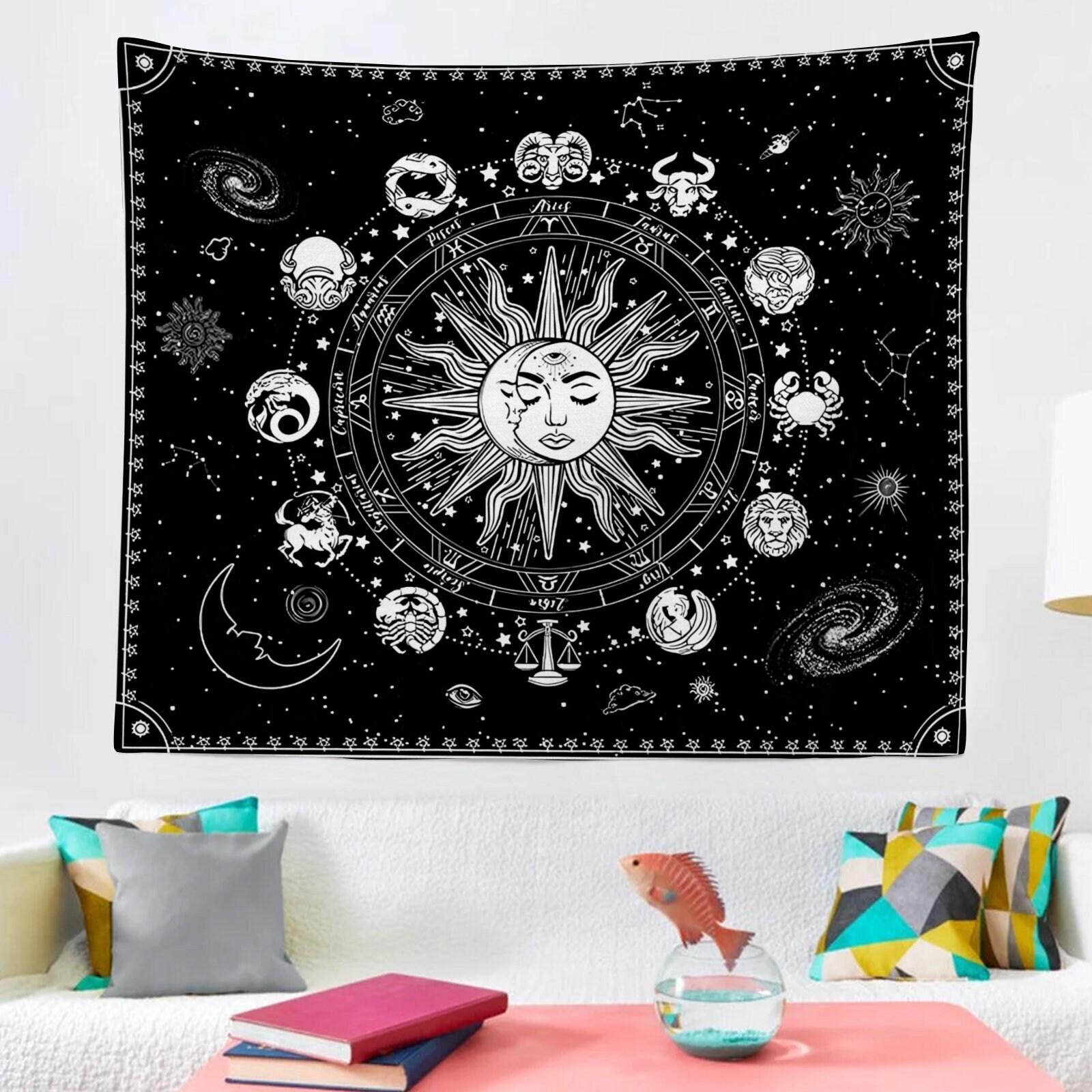 Astrology Chart Tapestry Zodiac The Sun and Moon Tapestries sold by ...