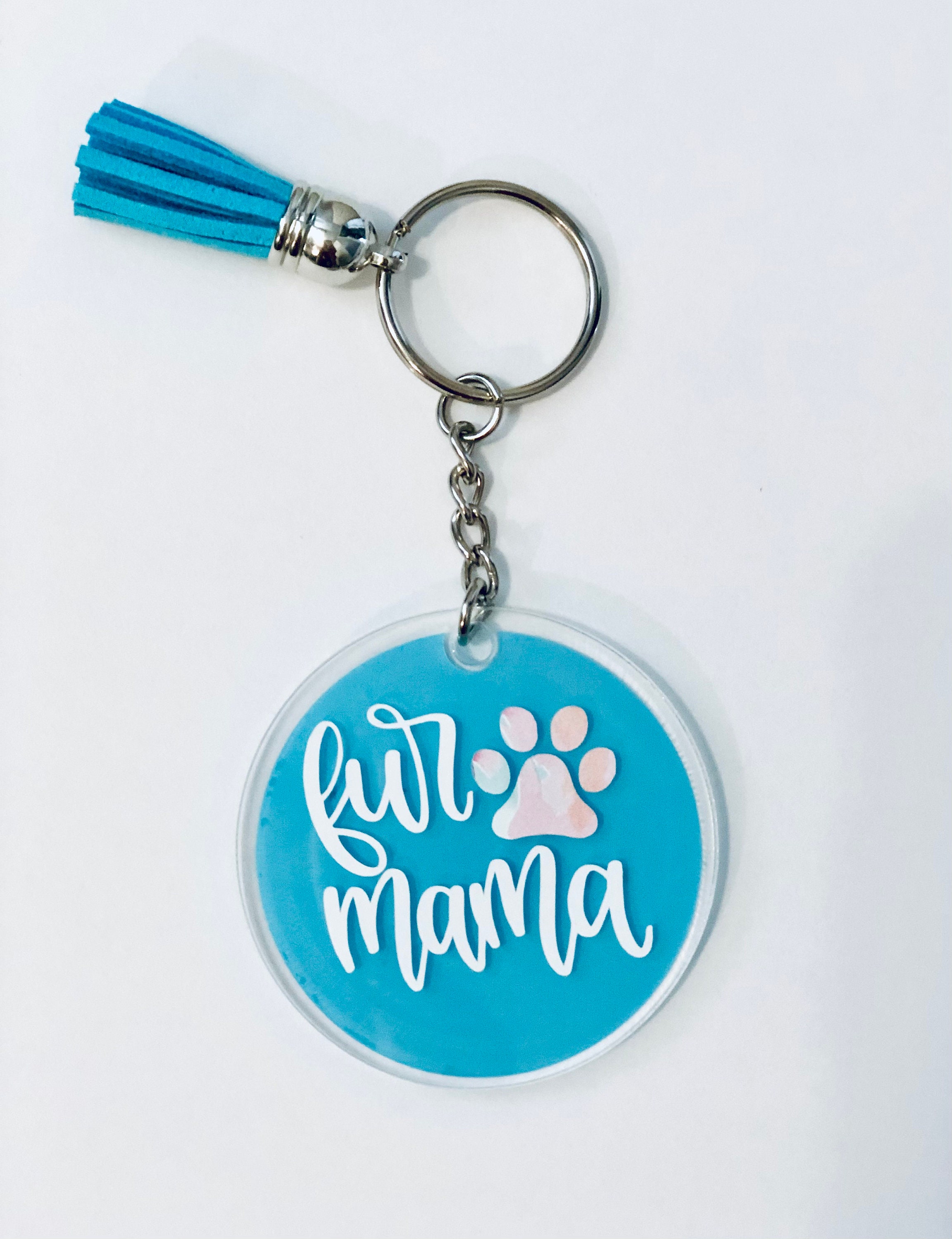 fur mama keychain for dog moms dog mom keychain acrylic etsy