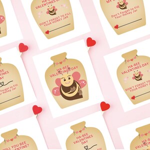 Cartes de la Saint-Valentin pour enfants sur le thème des abeilles Cartes de classe imprimables mignons bourdons pour la Saint-Valentin