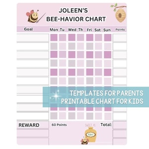 Interactive Bee Behavior Chart for Kids: Printable/Digital Download Canva Template