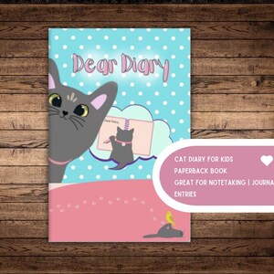 Diario de gato para niños, juego de planificador de diario para niños, regalo de cumpleaños, regalo para niñas, diario para niños, idea de regalo para adolescentes, notas de diario, diario para niños