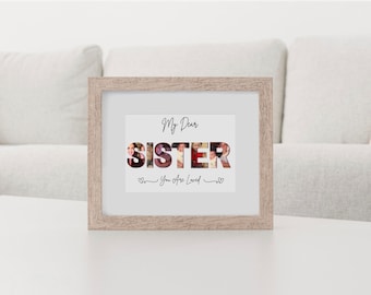 Home Decor Personalized Photo Collage Wall Art Print for Sister&#39;s Birthday | Custom Gift with Heartfelt Message | Unique Present