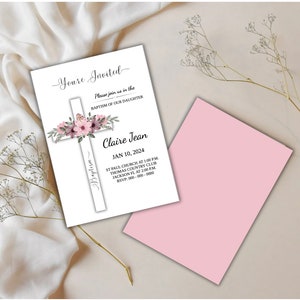 Elegante personalisierbare Taufeinladung für Baby Mädchen | Personalisierte Einladungskarte für besonderen Tag | Digital & Print Formate verfügbar