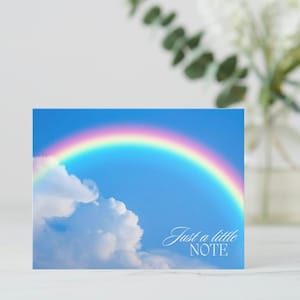 Cartão de felicitações digital | Cartão de arco-íris bonito para impressão "Just a Little Note" | Cartão de felicitações em branco para qualquer ocasião